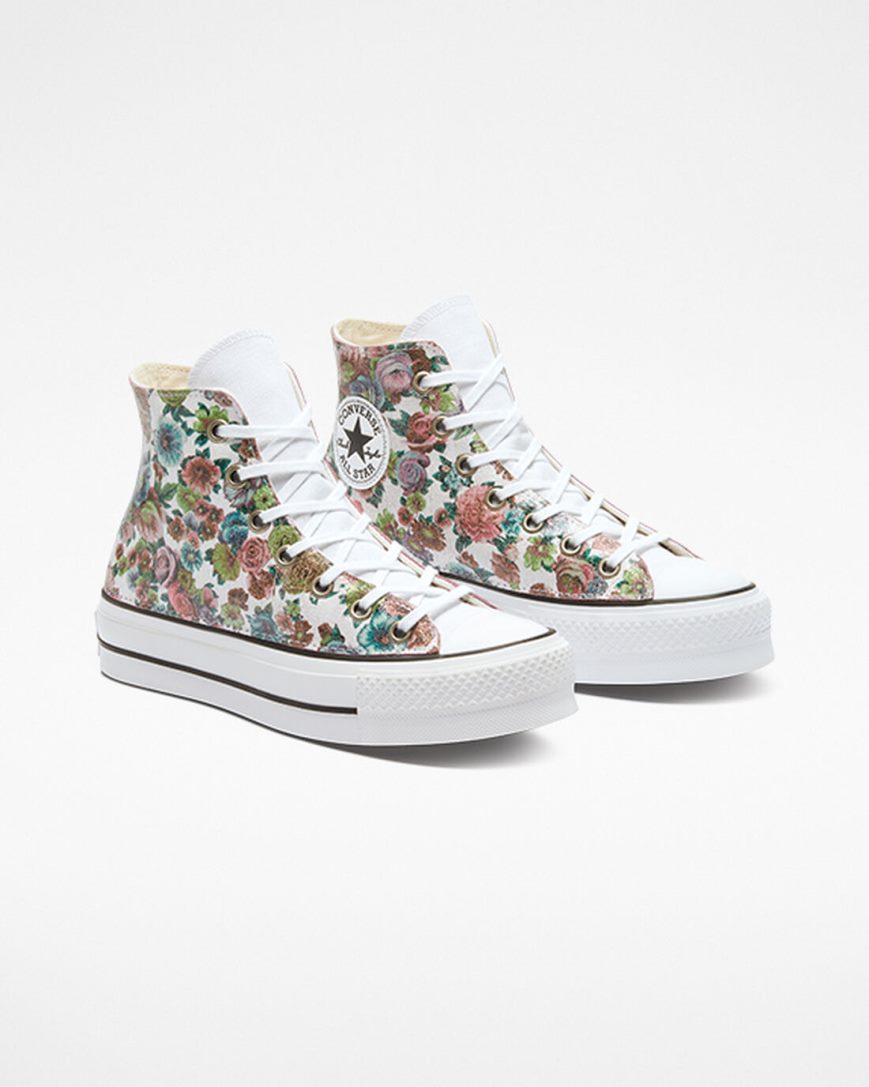 Pantofi Platforma Dama Converse Chuck Taylor All Star Lift LTD Floral Inalti Flori | RO 13JSPW263